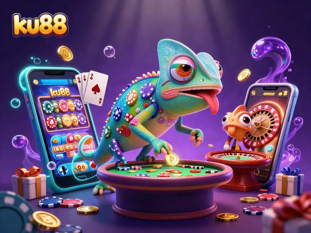 Players win at ku88 with colorful slots, poker games, and a vibrant casino atmosphere.