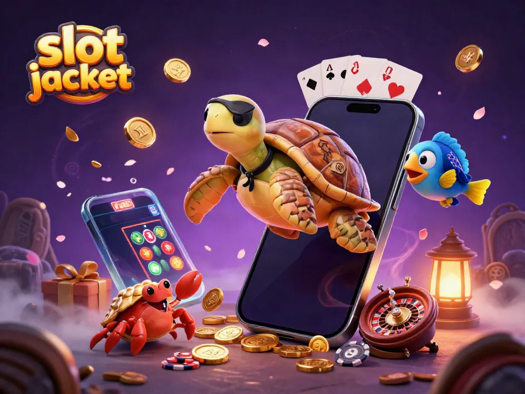Engaging slot jackpot scene featuring a pirate turtle, golden crab, and parrotfish amidst casino elements.