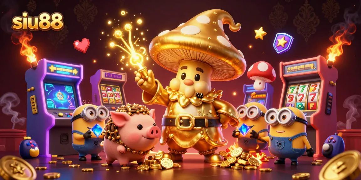 Siu88 elevates gameplay with a magical golden mushroom wizard and enchanting treasures.
