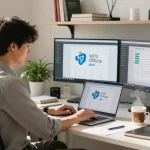 Download WPS Office installation in a bright home workspace with a laptop and productivity tools.